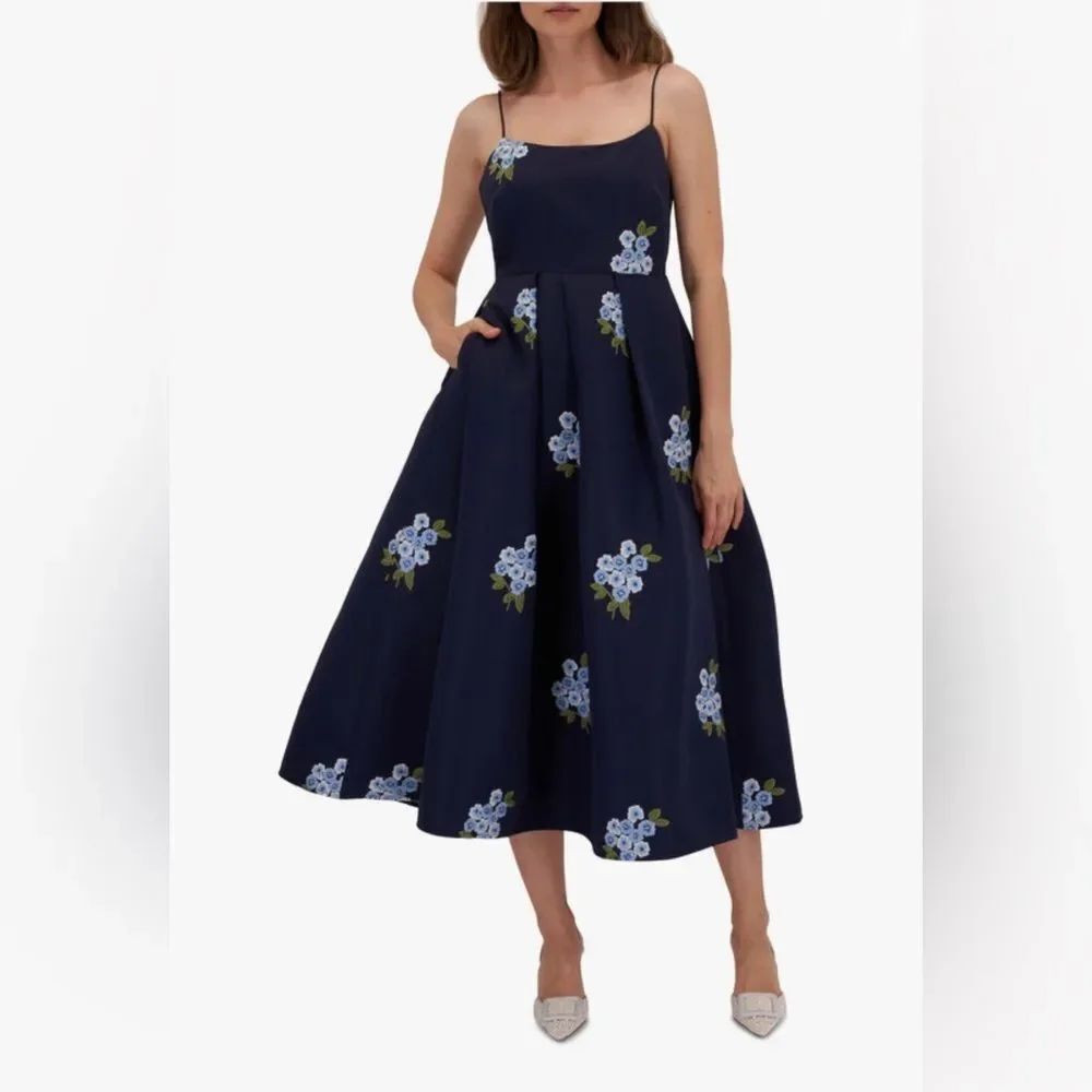 Sachin & Babi Pleated Embroidered Midi Dress size 10